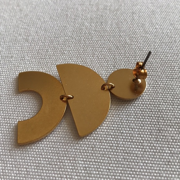 Goldtone Geometric Hinged Dangle Earrings NWOT - Picture 3 of 7